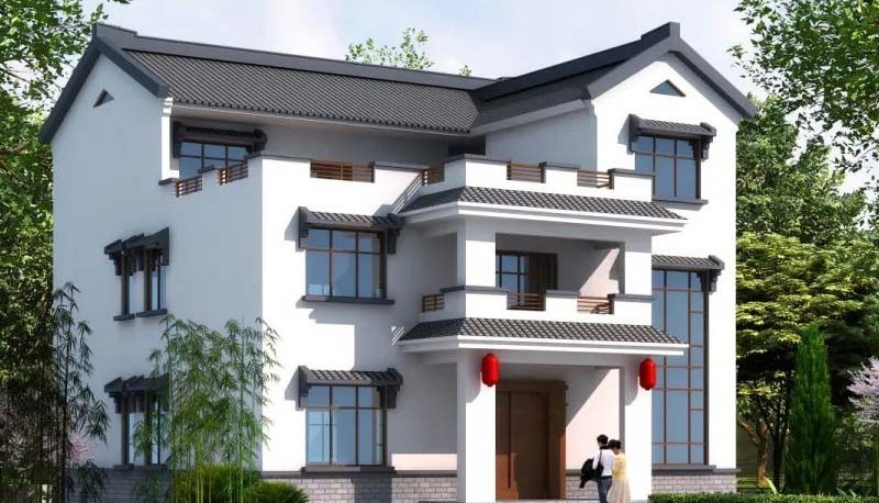 朝阳新中式三层别墅设计，公共空间宽敞更显大气